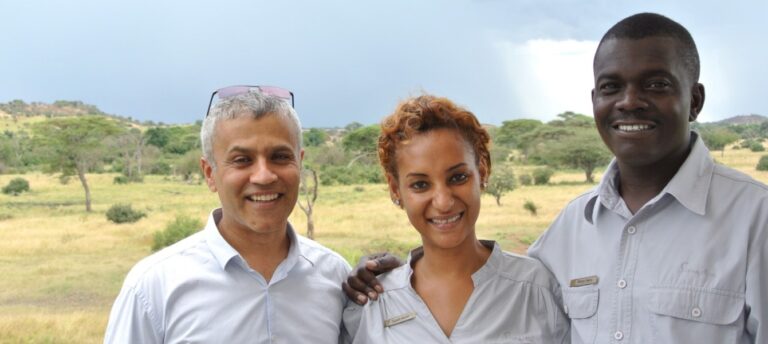 Pooran, Ellie and Wilson promote One Planet Living in the Serengeti
